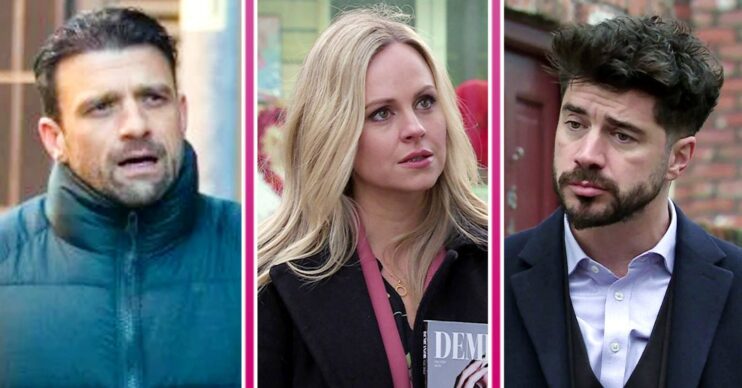 Coronation Street spoilers: Damon, Sarah and Adam comp image (Credit: ITV/Comp ED!)