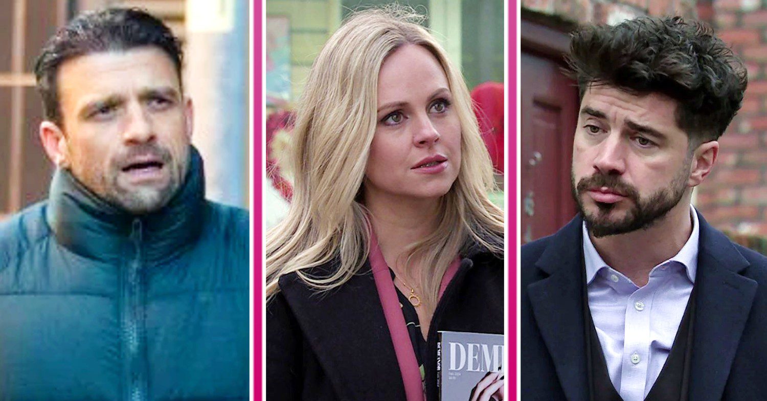Coronation Street spoilers: Damon, Sarah and Adam comp image (Credit: ITV/Comp ED!)