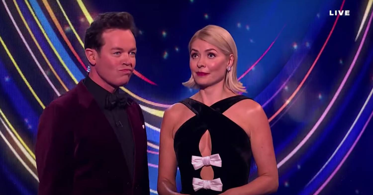Holly Willoughby looks upwards on Dancing On Ice
