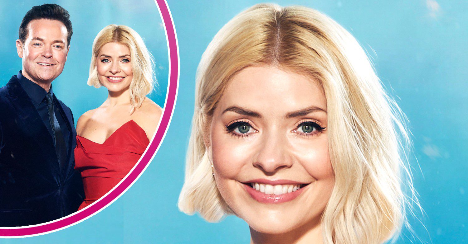Holly Willoughby smiling and with Dancing on Ice co-host Stephen Mulhern
