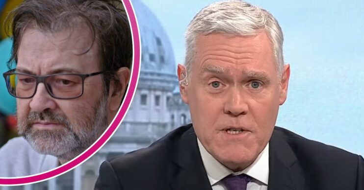 Derek Draper looking sombre in documentary and Ian King on Sky News