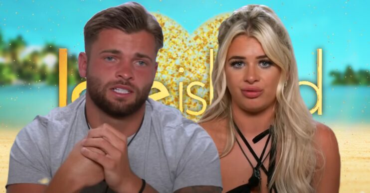 Jake and Liberty in front of Love Island All Stars 2024 logo