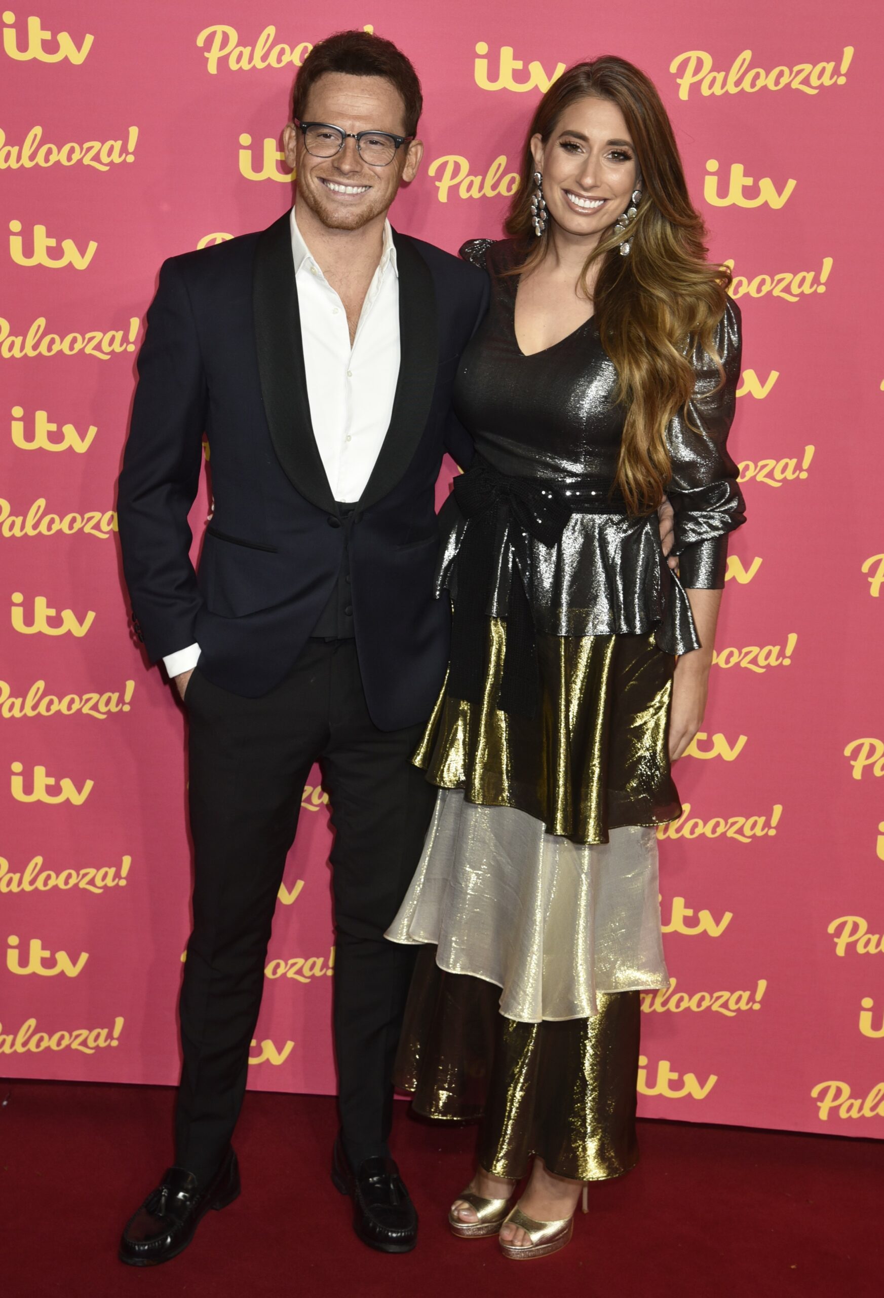Joe Swash and Stacey Solomon smiling at the ITV Palooza