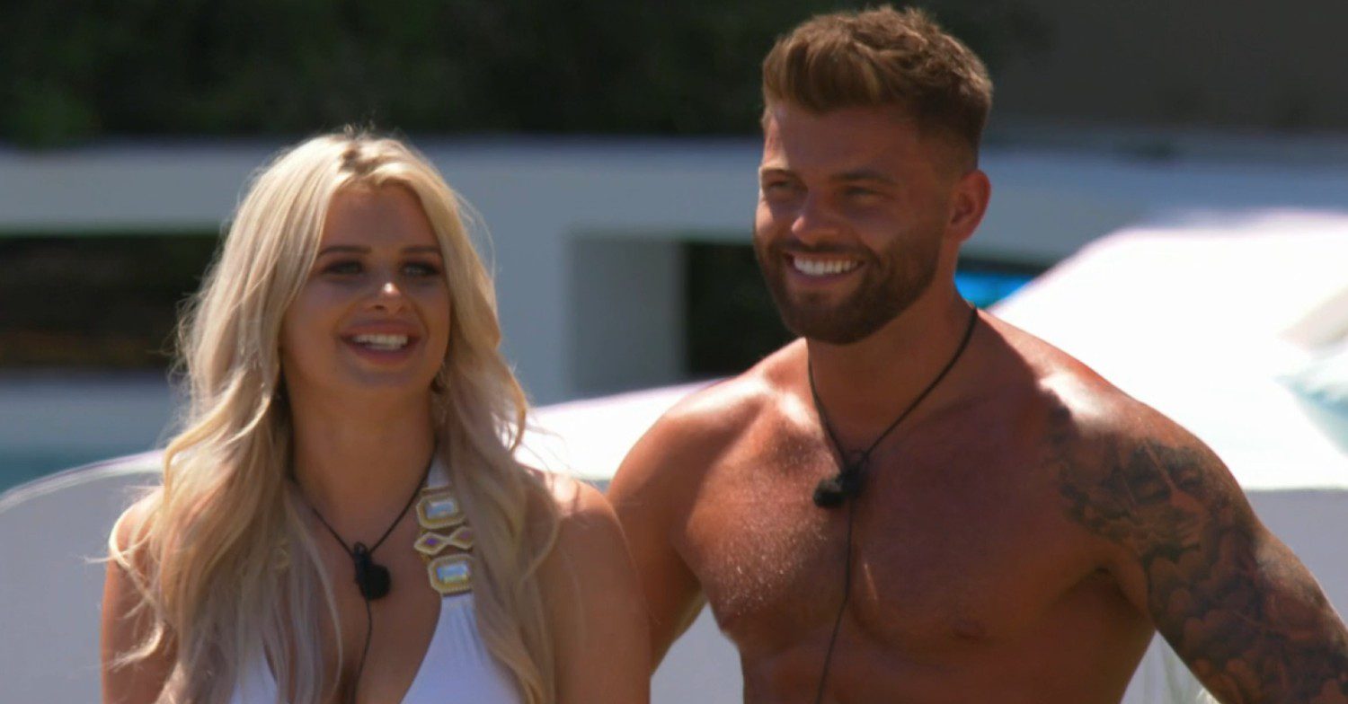 Liberty and Jake smiling on Love Island