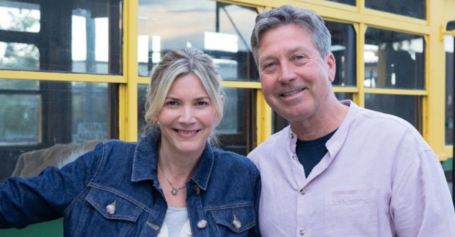 Lisa Faulkner and John Tarode smiling