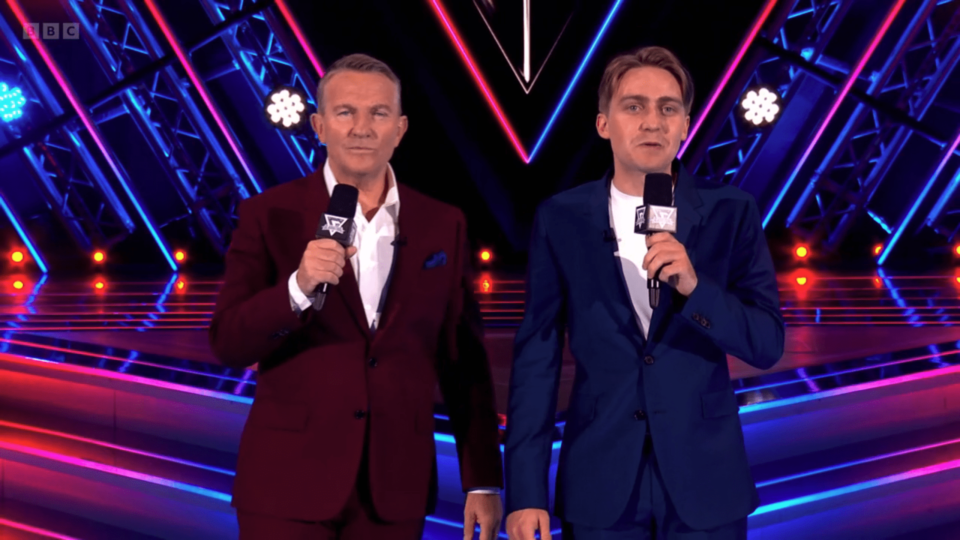Bradley and Barney Walsh hosting Gladiators