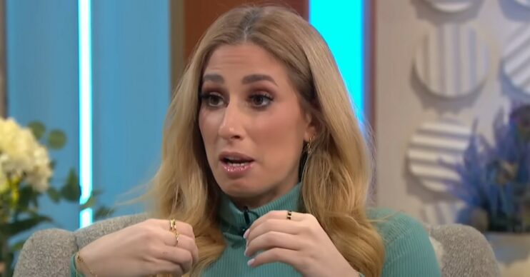 Stacey Solomon talking and gesturing on Lorraine
