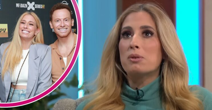 Stacey Solomon and Joe Swash smiling at event, Stacey on Lorraine