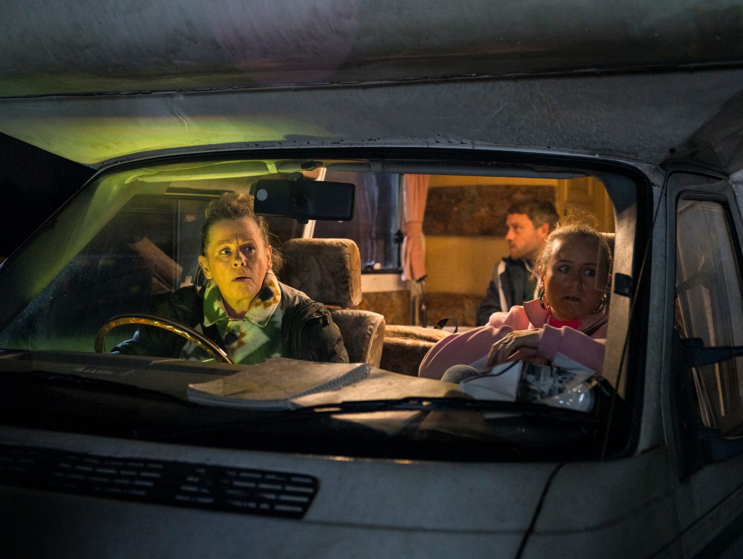 Coronation Street spoilers: Bernie, Paul and Gemma look worried in the motorhome