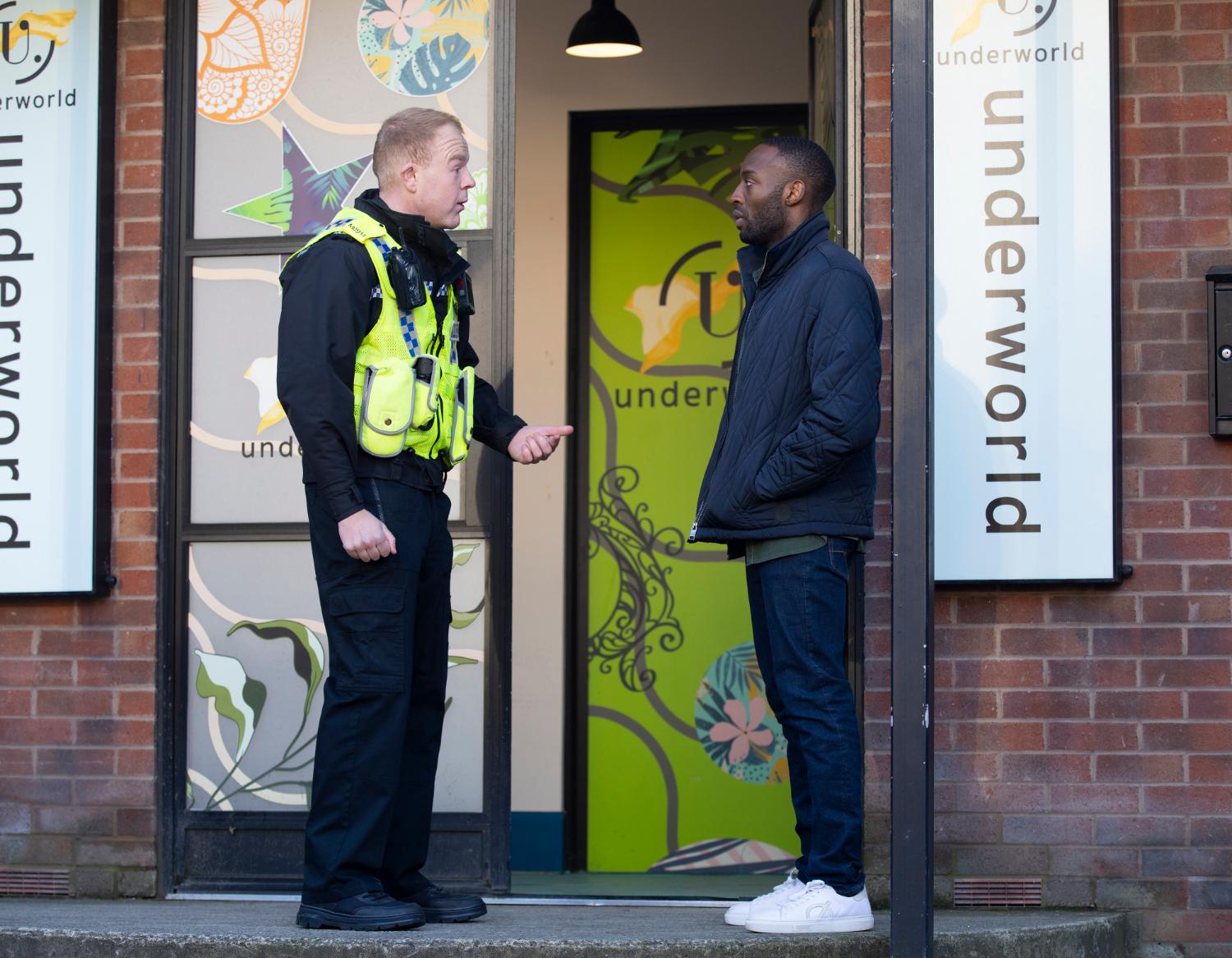 Coronation Street's Craig and Michael are talking outside of Underworld