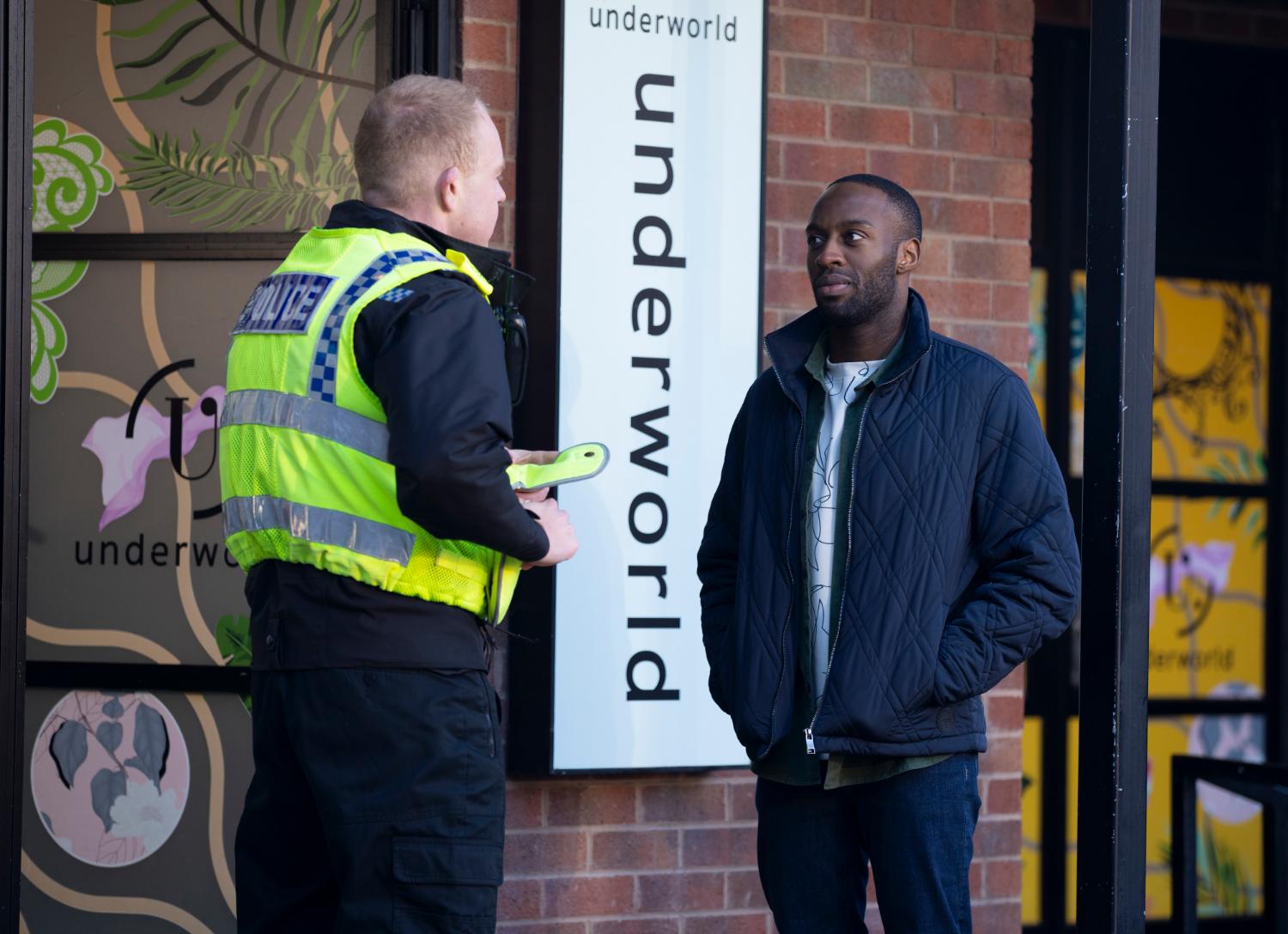 Coronation Street's Michael is talking to Craig outside of Underworld