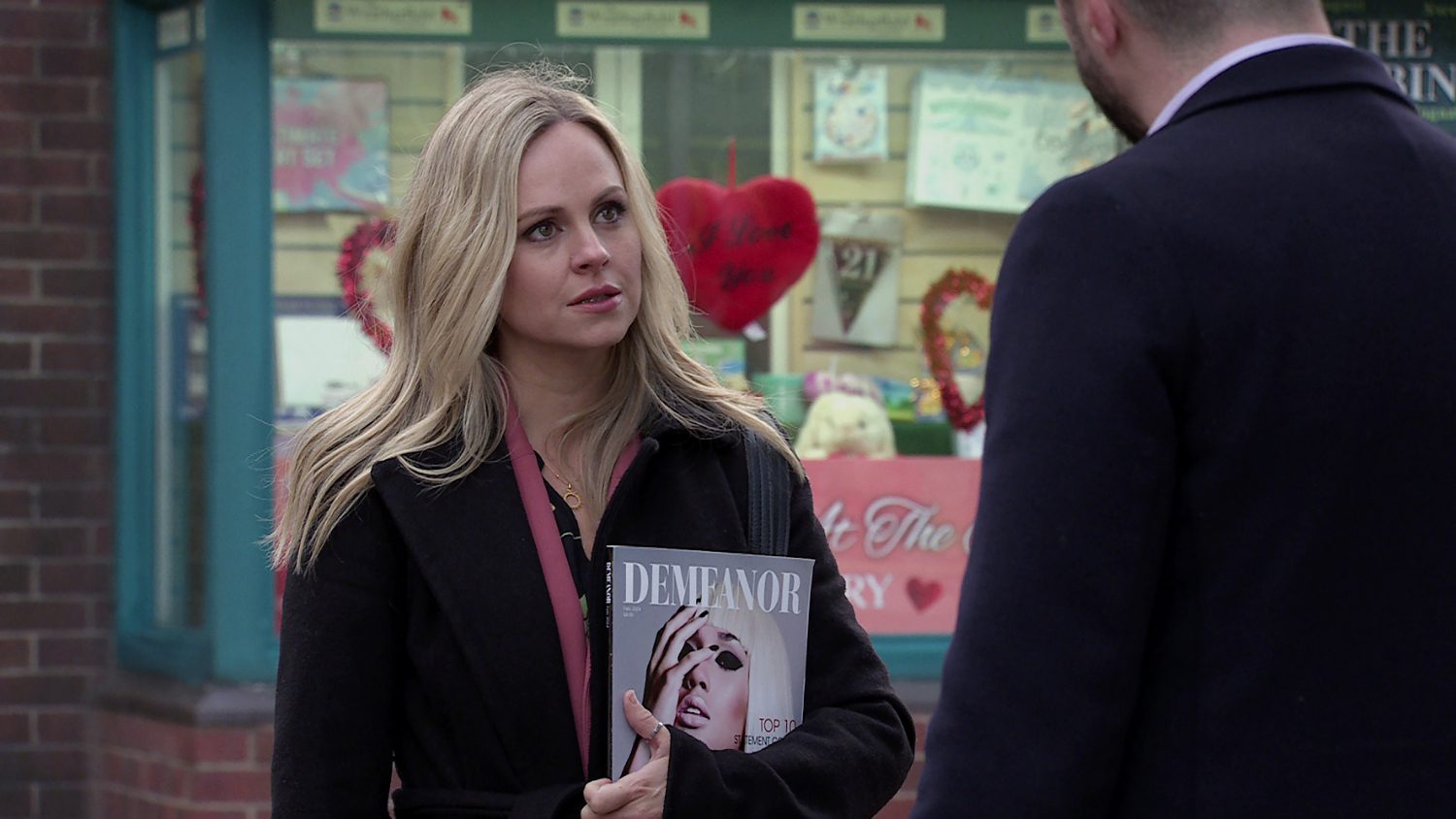 Sarah talking to Adam on Corrie