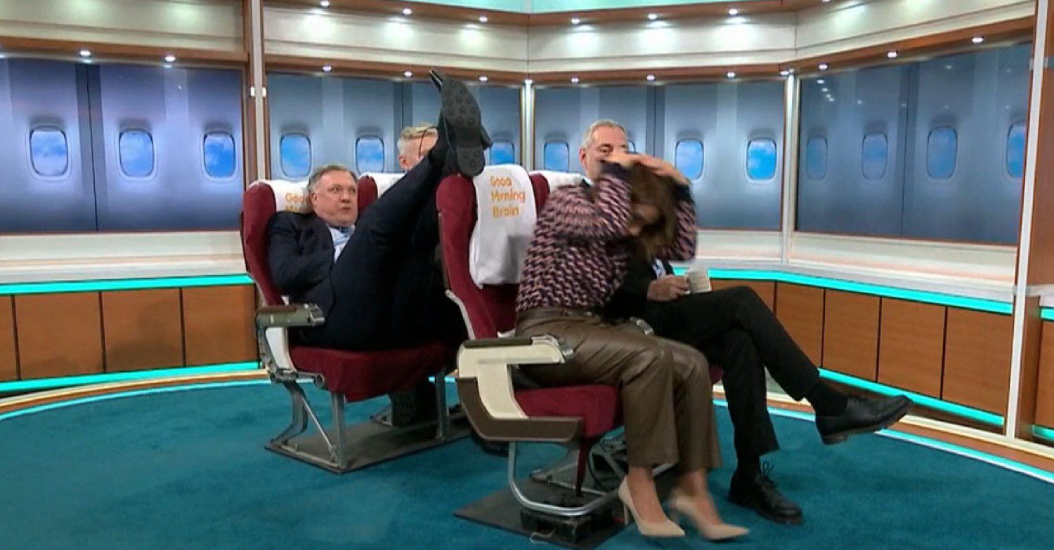 Ed Balls kicking Susanna Reid on GMB