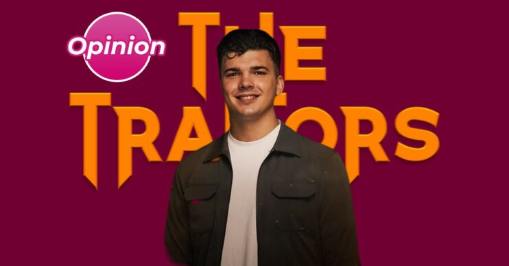 The Traitors logo with Harry smiling