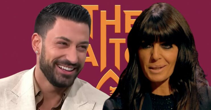 Giovanni Pernice and Claudia with The Traitors logo