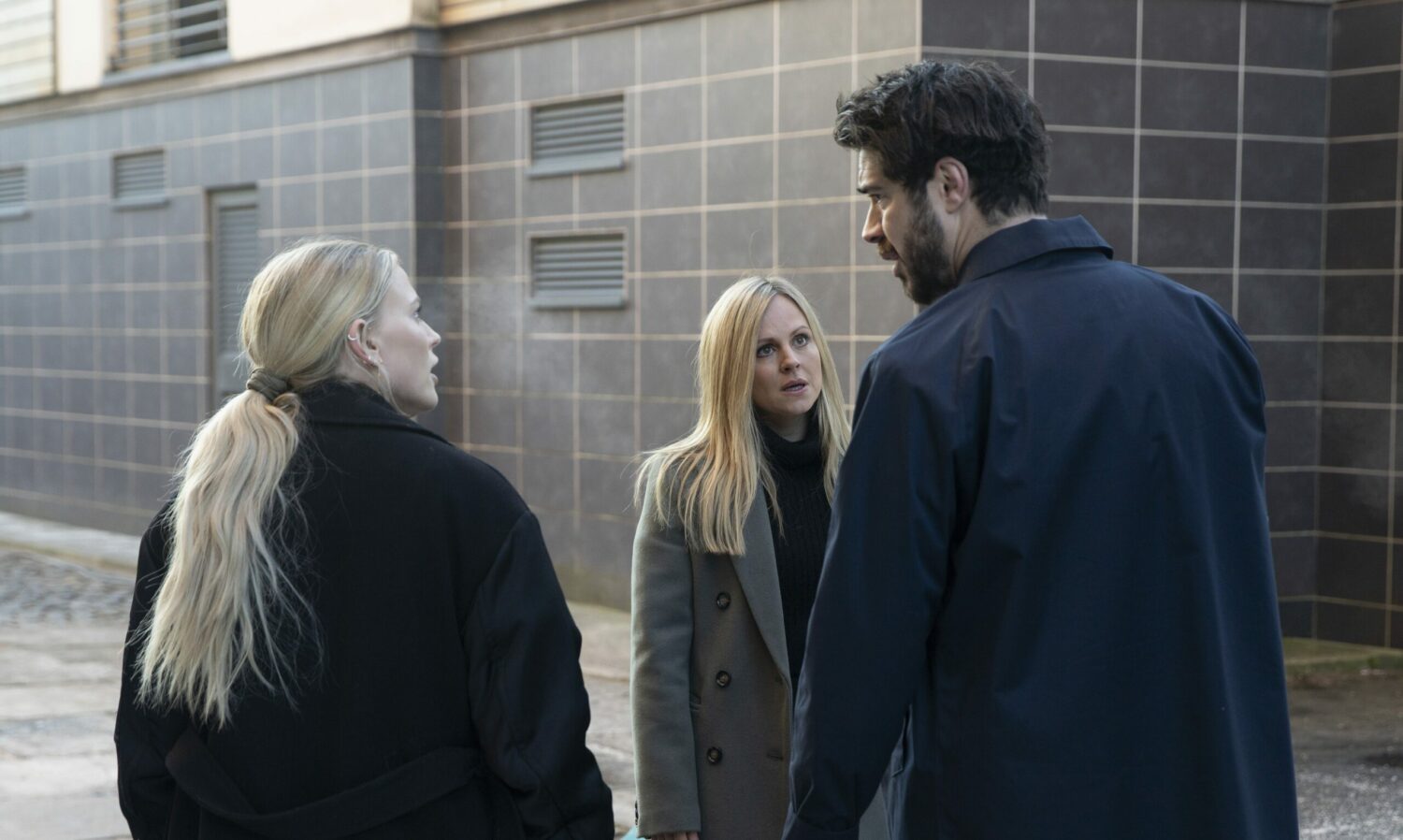 Bethany and Sarah look horrified at Adam in Corrie