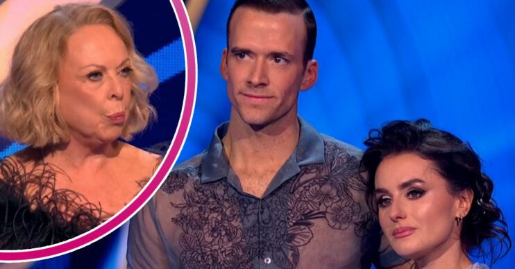Jayne Torvill offering critique to a tearful Amber Davis