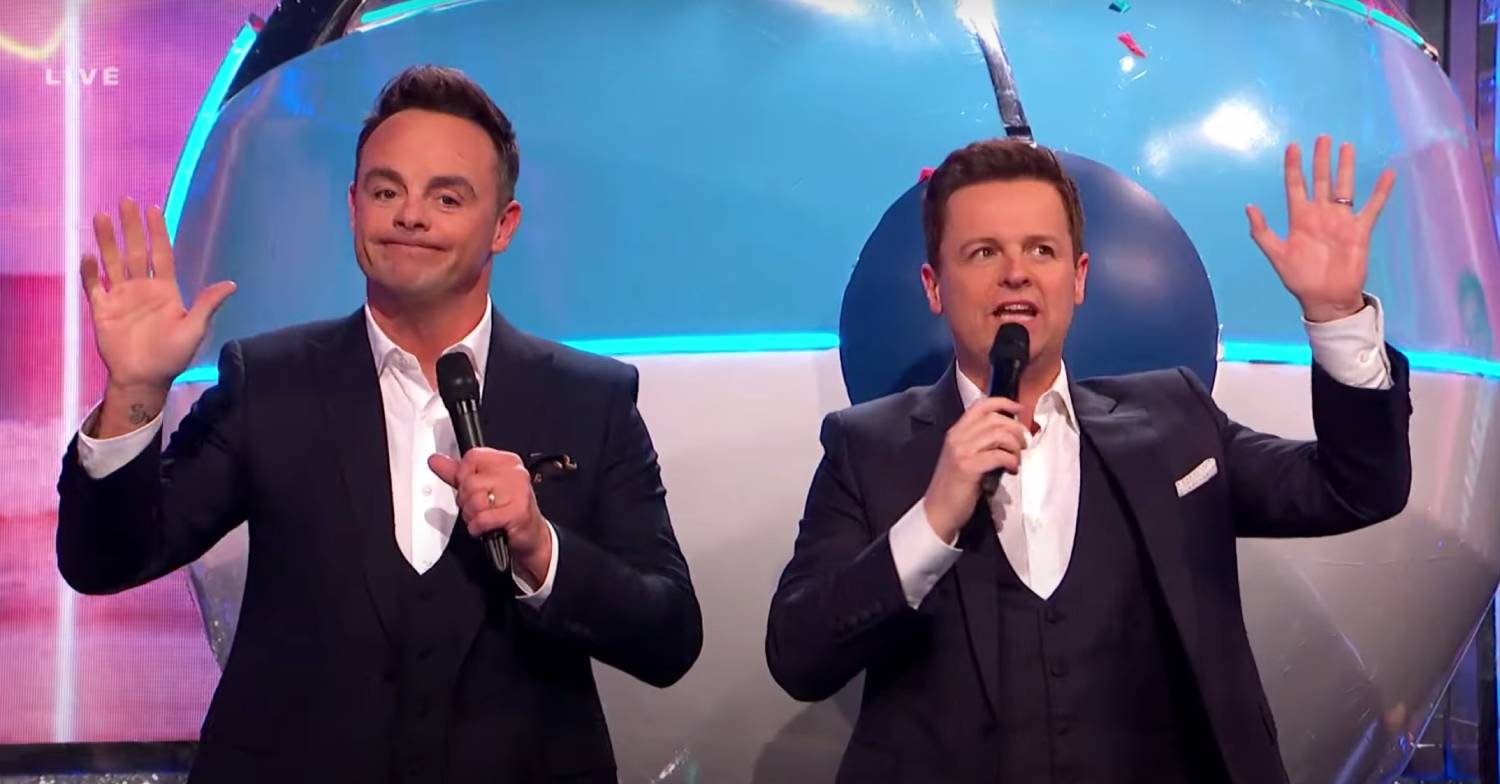 Ant McPartlin and Dec Donnelly waving on Saturday Night Takeaway