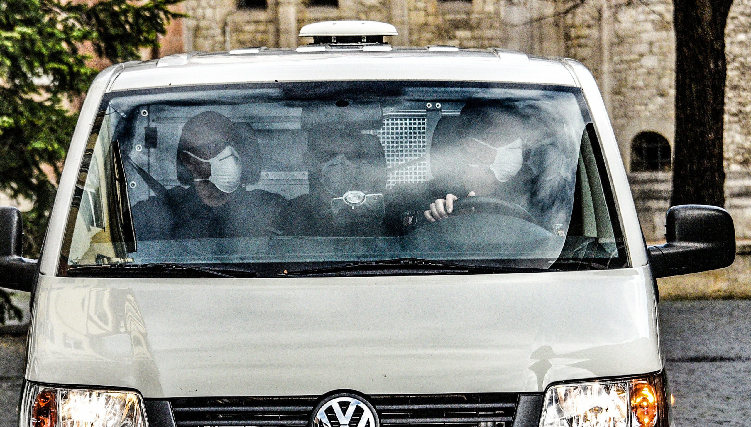 Christian Brueckner heading to court in a white van