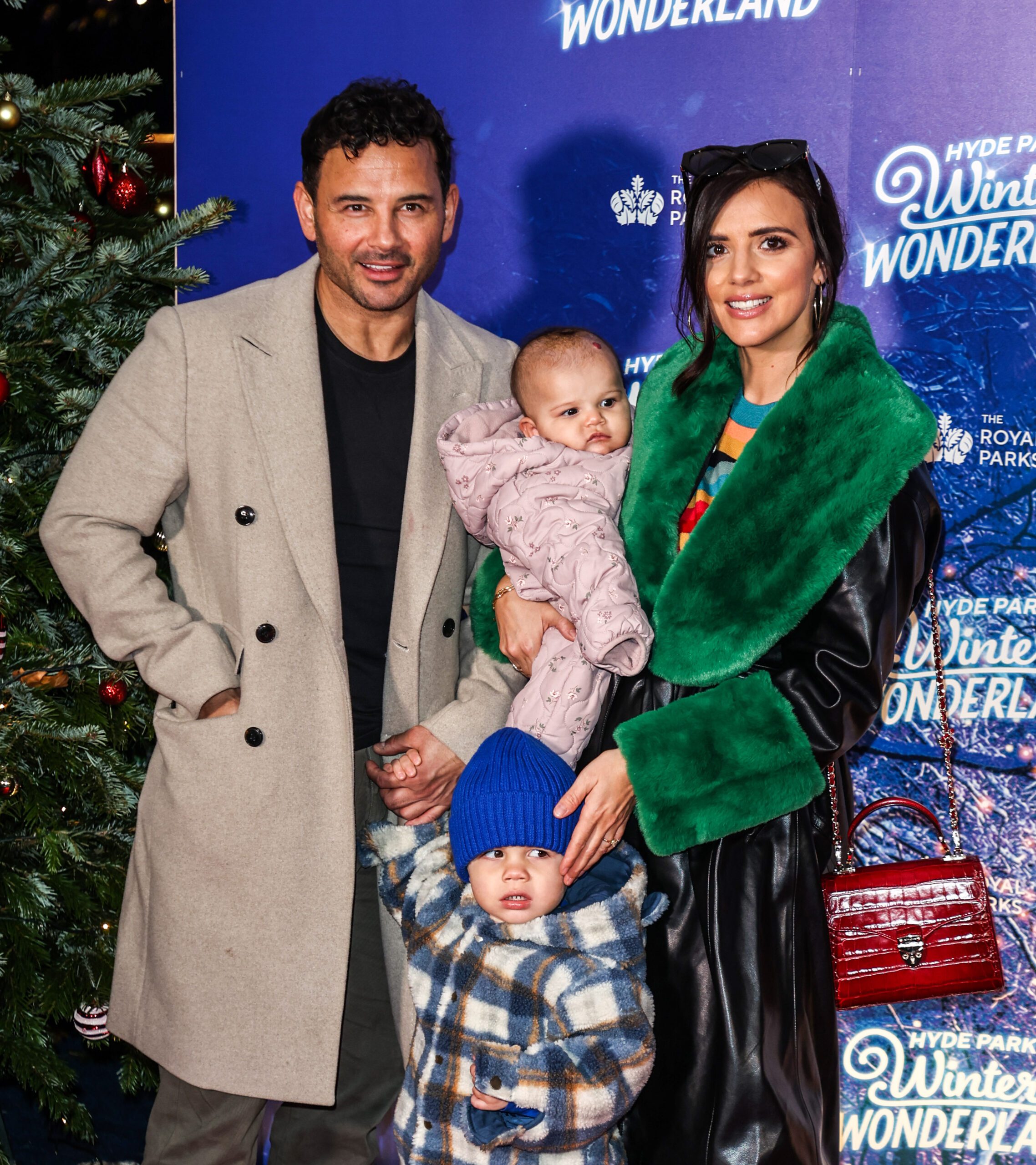 Ryan Thomas and Lucy Mecklenburgh with their children at Winter Wonderland 