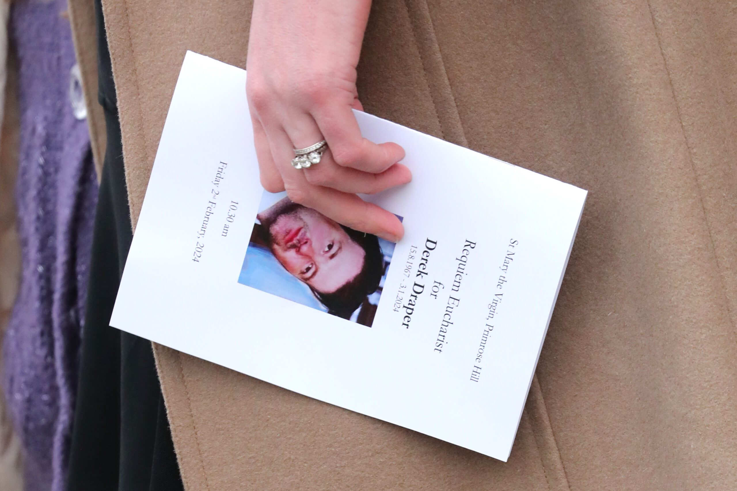 Order of service for Derek Draper's funeral