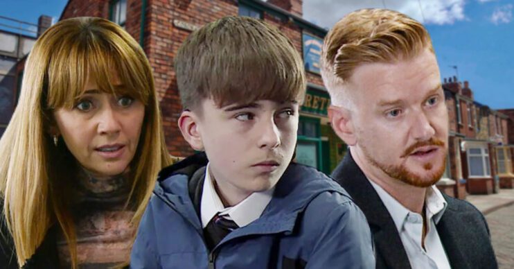 Coronation Street's Maria, Gary, Liam, the background of the Rovers