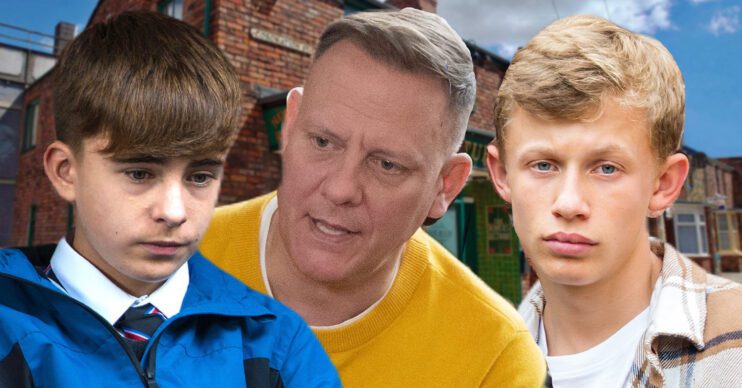 Coronation Street's Liam, Sean, Dylan, the background of the Rovers
