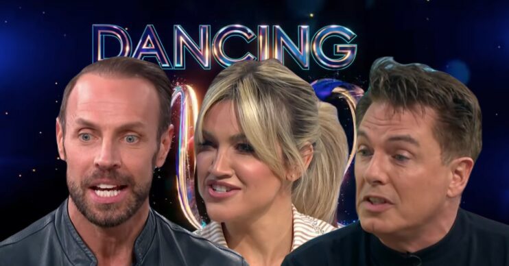 Dancing On Ice logo with Jason, Ashley Roberts and John Barrowman