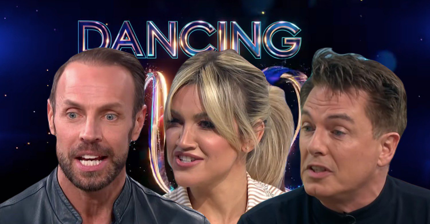 Dancing On Ice logo with Jason, Ashley Roberts and John Barrowman