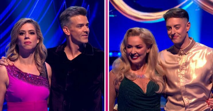 Lou Sanders and Claire Sweeney in Dancing On Ice skate-off