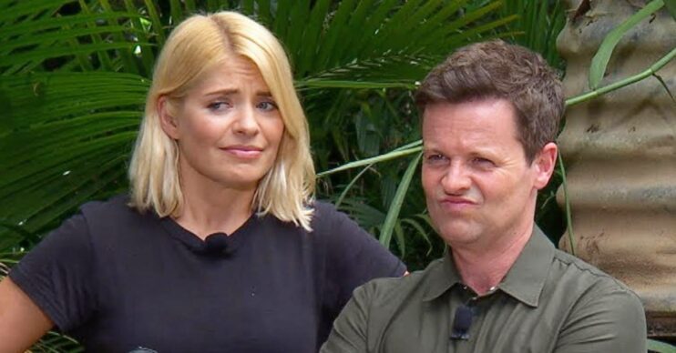 Holly Willoughby and Declan Donnelly react while hosting I'm A Celeb Bush Tucker trial challenge