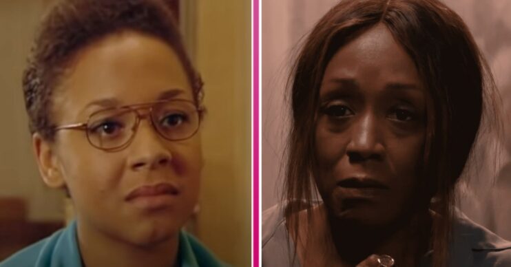 Composite image of Denise and Libby on EastEnders (Credit: BBC/YouTube/Composite: ED!)