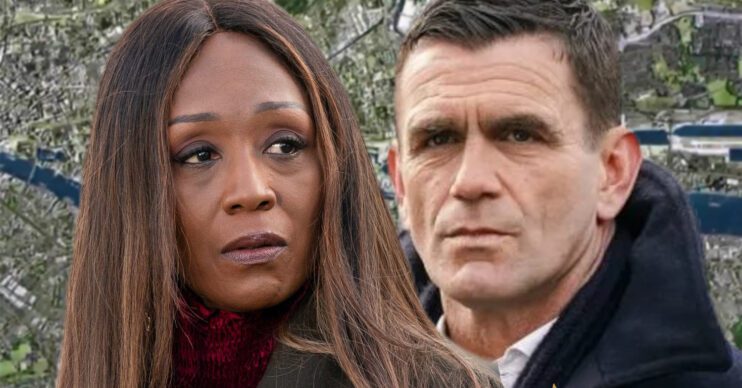 EastEnders' Denise, Jack, the background of the Thames