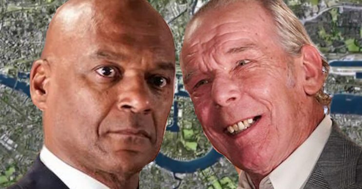 EastEnders' George, Eddie, the background of the Thames