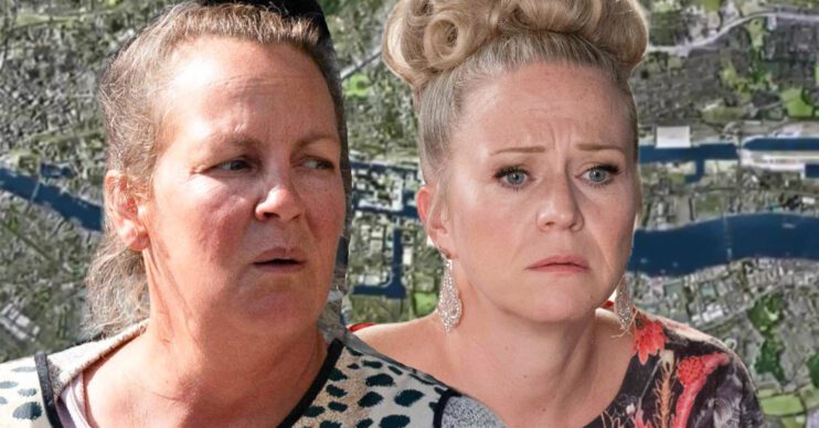 EastEnders' Karen, Linda, the background of the Thames