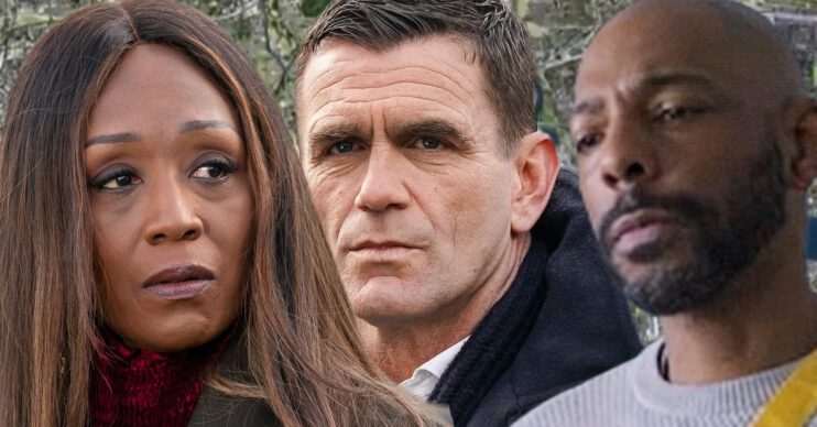 EastEnders' Denise, Jack, Lucas, the background of the Thames