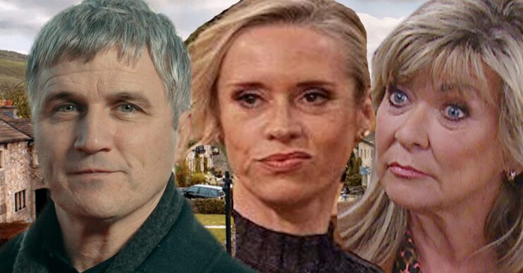 Emmerdale's Caleb, Ruby, Kim, the background of the Dales