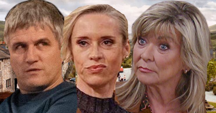 Emmerdale's Caleb, Ruby, Kim, the background of the Dales.