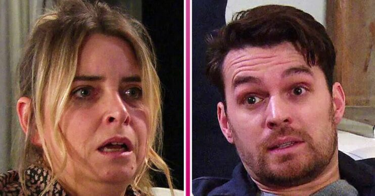 Emmerdale spoilers tonight: Charity and Mack split shot both look horrified (Credit: ITV/Comp ED!)