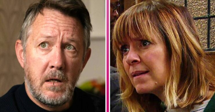 Emmerdale spoilers tonight comp image: Gus and Rhona (Credit: ITV/Comp ED!)