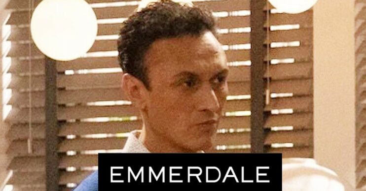 Emmerdale spoilers tonight: Jai looks angry with the Emmerdale logo (Credit: ITV/Comp ED!)