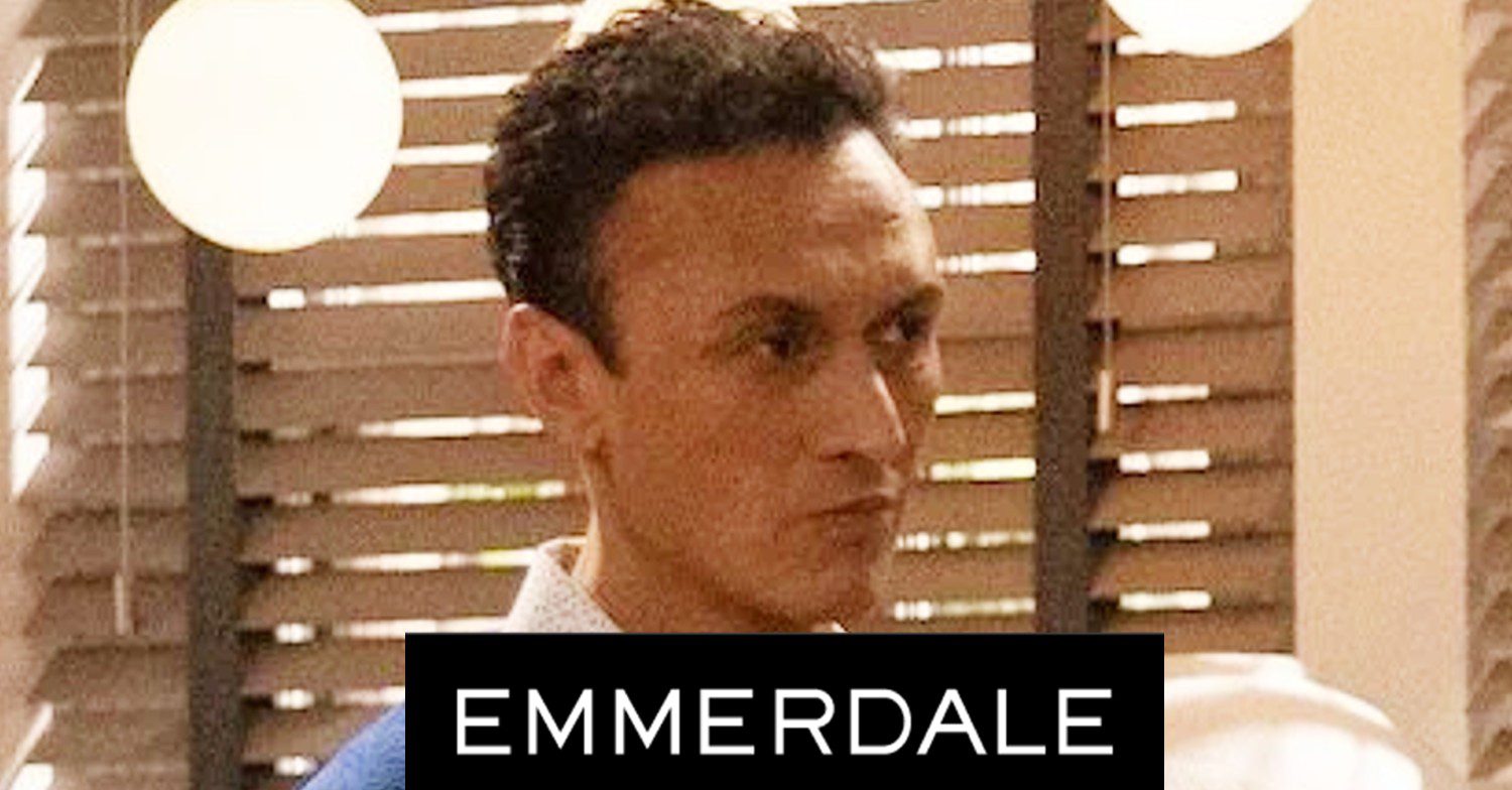Emmerdale spoilers tonight: Jai looks angry with the Emmerdale logo (Credit: ITV/Comp ED!)