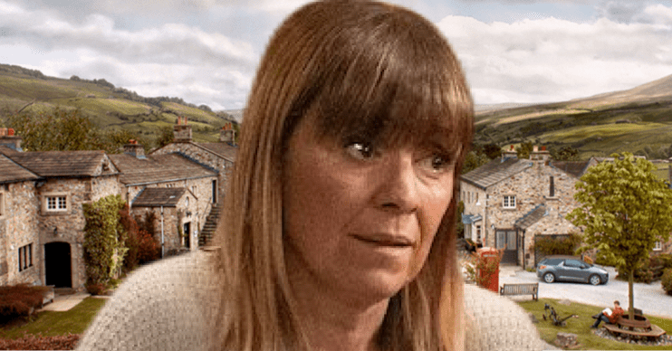 Emmerdale spoilers tonight: Rhona on the Emmerdale background (Credit: ITV/Comp ED!)