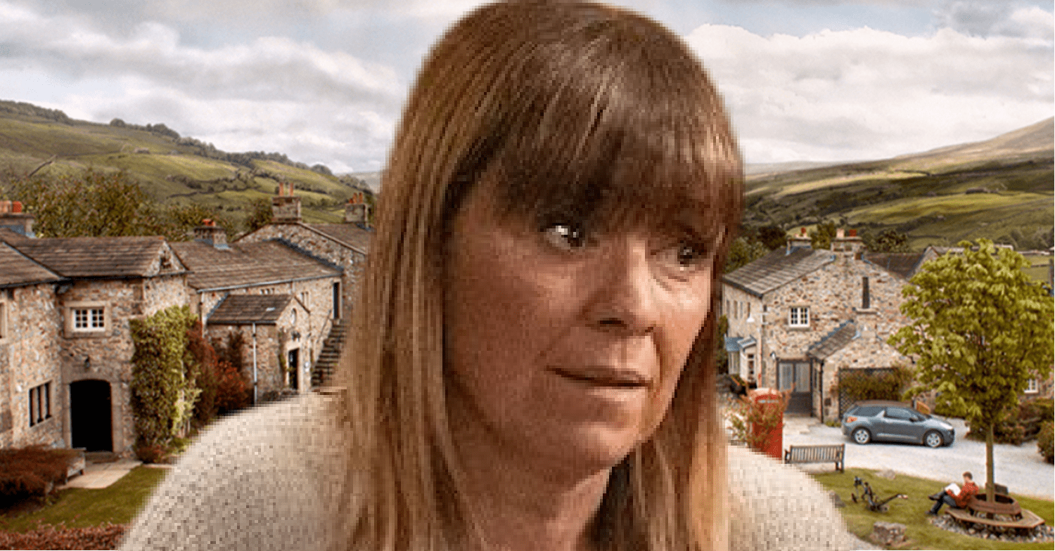 Emmerdale spoilers tonight: Rhona on the Emmerdale background (Credit: ITV/Comp ED!)