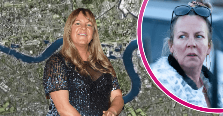 EastEnders star Lorraine Stanley comp image - as Lorraine and as Karen (Credit: Cover Images/BBC/Comp ED!)