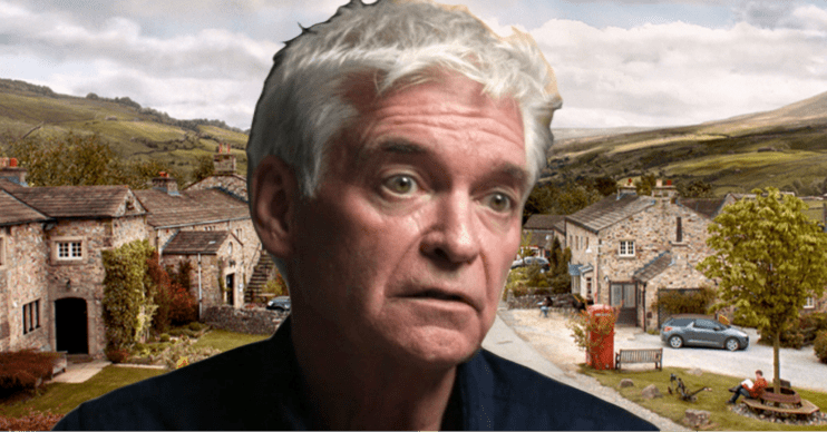 Phillip Schofield on the Emmerdale background (Credit: ITV/BBC/Comp ED!)