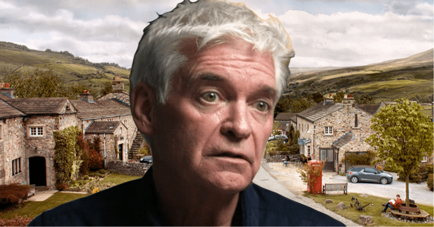 Phillip Schofield on the Emmerdale background (Credit: ITV/BBC/Comp ED!)