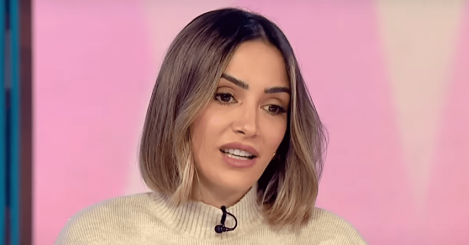 Frankie Bridge wearing a cream jumper on Loose Women