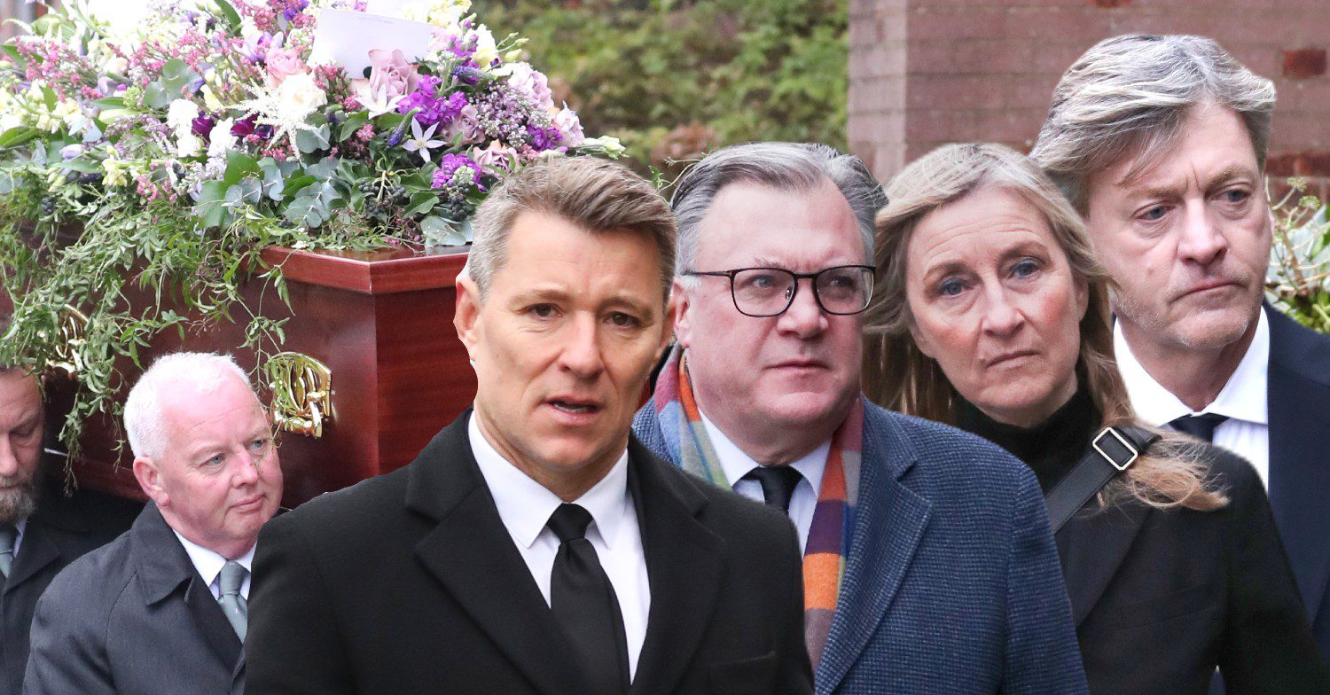 Derek Draper's coffin and celebrities arriving