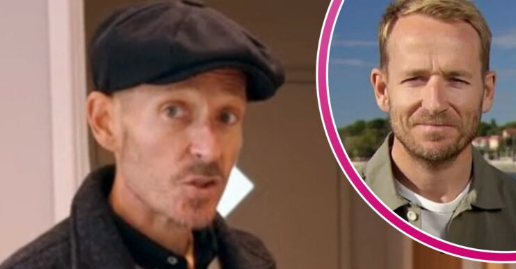 Jonnie Irwin in a cap and inset on A Place in the Sun
